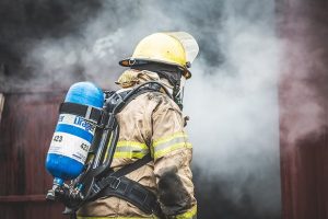 Firefighter wearing SCBA